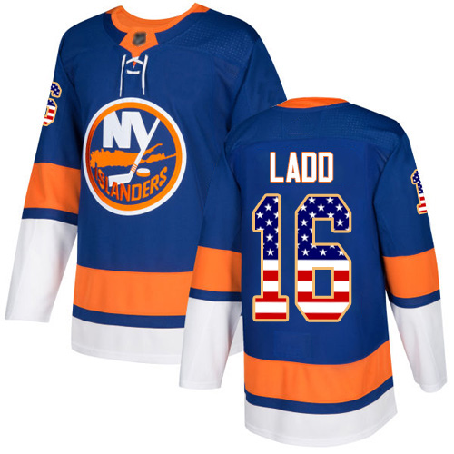 Adidas Men's Andrew Ladd Authentic Royal Blue Jersey: NHL #16 New York Islanders USA Flag Fashion