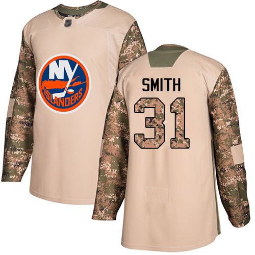 Adidas Men's Billy Smith Authentic Camo Jersey: NHL #31 New York Islanders Veterans Day Practice