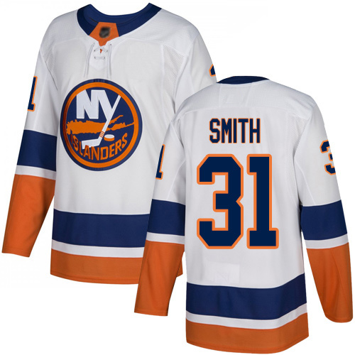 Reebok Youth Billy Smith Authentic White Away Jersey: NHL #31 New York Islanders