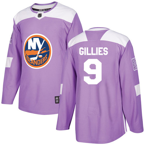 Adidas Men's Clark Gillies Authentic Purple Jersey: NHL #9 New York Islanders Fights Cancer Practice