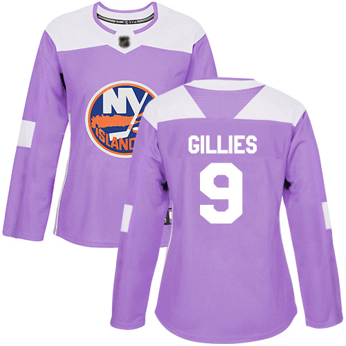 Adidas Women's Clark Gillies Authentic Purple Jersey: NHL #9 New York Islanders Fights Cancer Practice