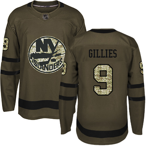 Adidas Men's Clark Gillies Authentic Green Jersey: NHL #9 New York Islanders Salute to Service