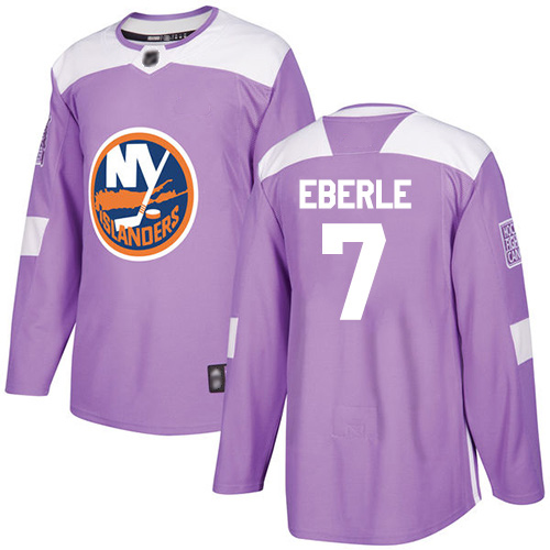 Adidas Men's Jordan Eberle Authentic Purple Jersey: NHL #7 New York Islanders Fights Cancer Practice