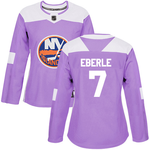 Adidas Women's Jordan Eberle Authentic Purple Jersey: NHL #7 New York Islanders Fights Cancer Practice