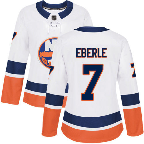 Reebok Women's Jordan Eberle Authentic White Away Jersey: NHL #7 New York Islanders