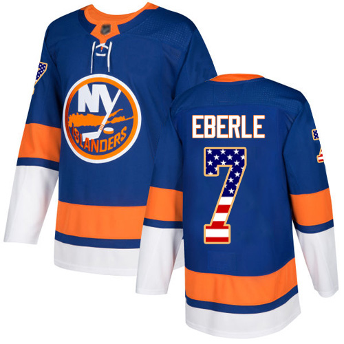 Adidas Youth Jordan Eberle Authentic Royal Blue Jersey: NHL #7 New York Islanders USA Flag Fashion