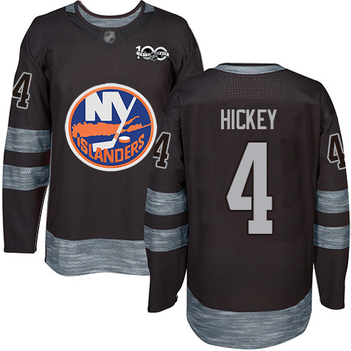 Adidas Men's Thomas Hickey Authentic Black Jersey: NHL #4 New York Islanders 1917-2017 100th Anniversary