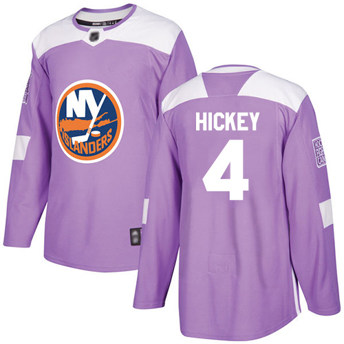 Adidas Men's Thomas Hickey Authentic Purple Jersey: NHL #4 New York Islanders Fights Cancer Practice