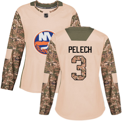 Women's Adam Pelech Authentic Camo Jersey: Hockey #3 New York Islanders Veterans Day Practice