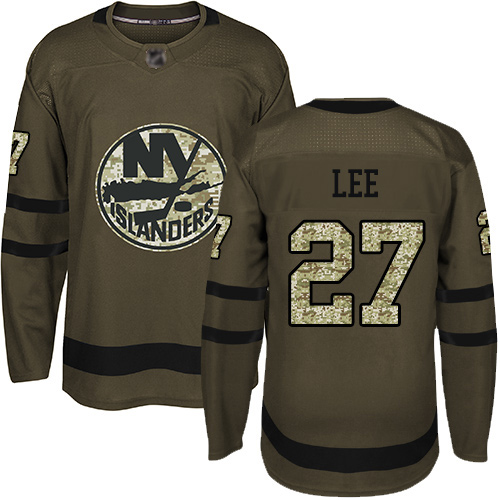 Youth Anders Lee Authentic Green Jersey: Hockey #27 New York Islanders Salute to Service