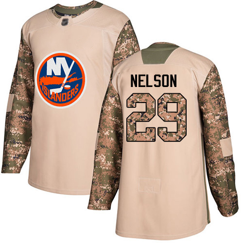 Adidas Youth Brock Nelson Authentic Camo Jersey: NHL #29 New York Islanders Veterans Day Practice