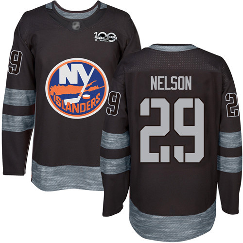 Adidas Men's Brock Nelson Authentic Black Jersey: NHL #29 New York Islanders 1917-2017 100th Anniversary