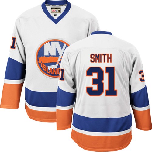 CCM Men's Billy Smith Premier White Jersey: NHL #31 New York Islanders Throwback