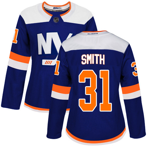 Adidas Women's Billy Smith Authentic Blue Alternate Jersey: NHL #31 New York Islanders