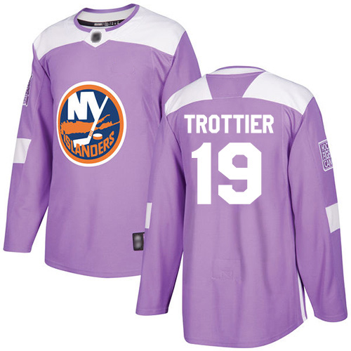 Men's Bryan Trottier Authentic Purple Jersey: Hockey #19 New York Islanders Fights Cancer Practice