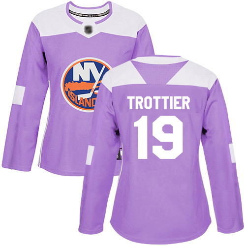 Women's Bryan Trottier Authentic Purple Jersey: Hockey #19 New York Islanders Fights Cancer Practice