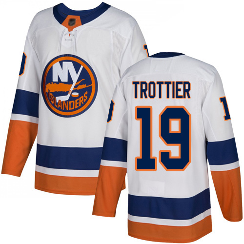 Men's Bryan Trottier Authentic White Away Jersey: Hockey #19 New York Islanders
