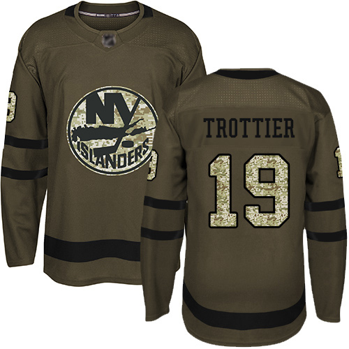 Men's Bryan Trottier Authentic Green Jersey: Hockey #19 New York Islanders Salute to Service