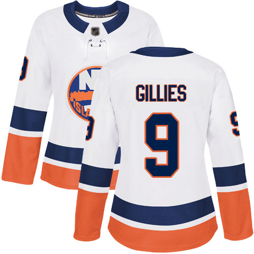 Reebok Women's Clark Gillies Authentic White Away Jersey: NHL #9 New York Islanders