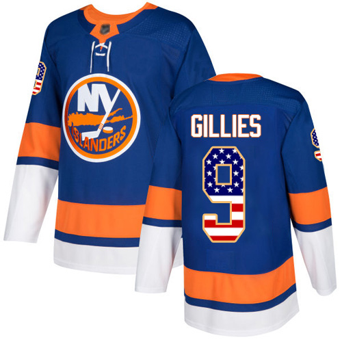 Adidas Men's Clark Gillies Authentic Royal Blue Jersey: NHL #9 New York Islanders USA Flag Fashion