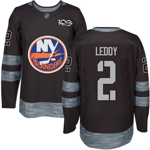 Adidas Men's Nick Leddy Authentic Black Jersey: NHL #2 New York Islanders 1917-2017 100th Anniversary