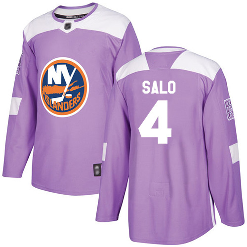 Adidas Men's Robin Salo Authentic Purple Jersey: NHL #4 New York Islanders Fights Cancer Practice