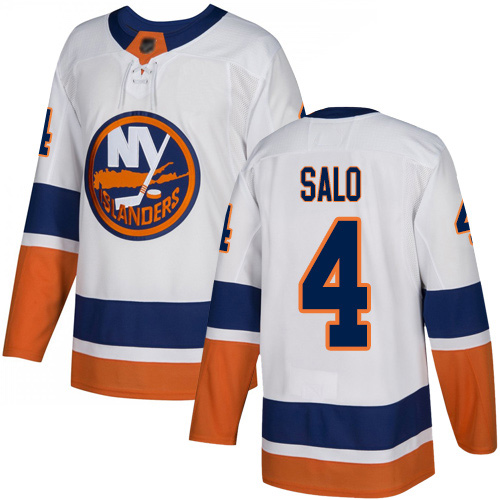 Reebok Youth Robin Salo Authentic White Away Jersey: NHL #4 New York Islanders