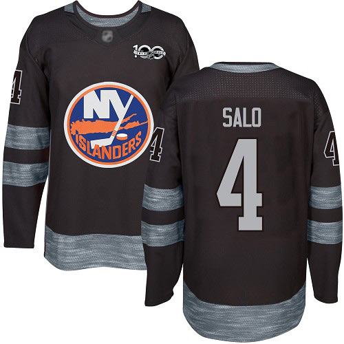 Adidas Men's Robin Salo Authentic Black Jersey: NHL #4 New York Islanders 1917-2017 100th Anniversary