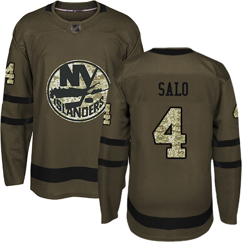 Adidas Men's Robin Salo Authentic Green Jersey: NHL #4 New York Islanders Salute to Service