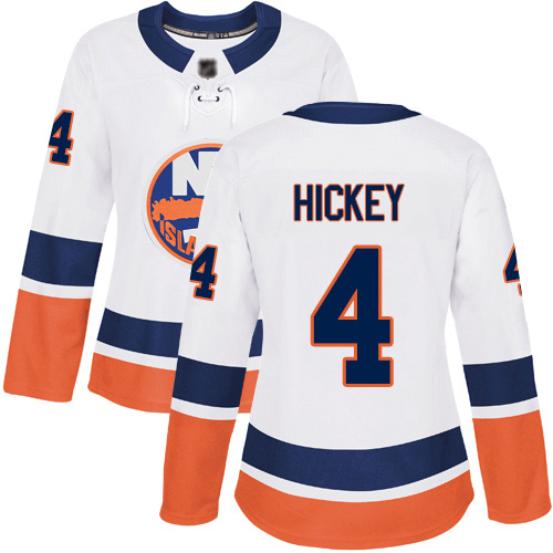 Adidas Women's Thomas Hickey Authentic White Away Jersey: NHL #4 New York Islanders