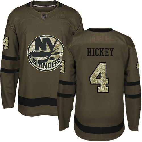 Adidas Men's Thomas Hickey Authentic Green Jersey: NHL #4 New York Islanders Salute to Service
