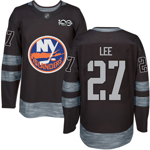 Men's Anders Lee Authentic Black Jersey: Hockey #27 New York Islanders 1917-2017 100th Anniversary