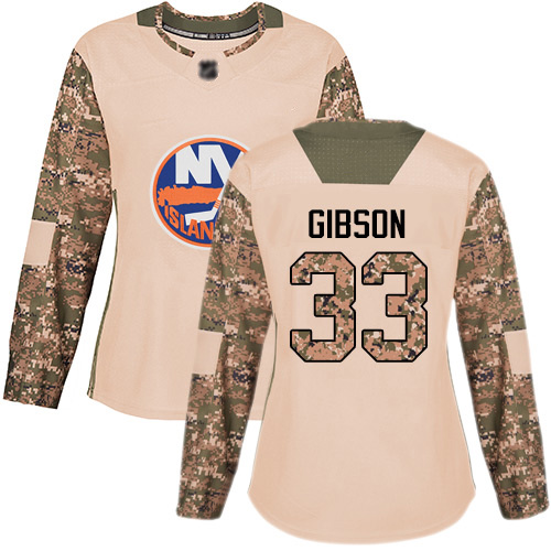 Women's Christopher Gibson Authentic Camo Jersey: Hockey #33 New York Islanders Veterans Day Practice
