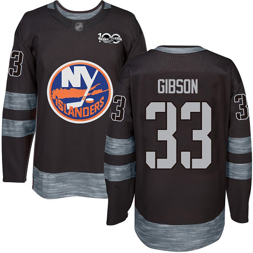 Men's Christopher Gibson Authentic Black Jersey: Hockey #33 New York Islanders 1917-2017 100th Anniversary