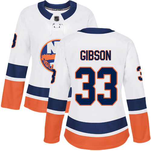 Women's Christopher Gibson Authentic White Away Jersey: Hockey #33 New York Islanders