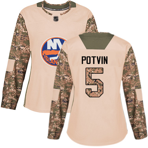 Adidas Women's Denis Potvin Authentic Camo Jersey: NHL #5 New York Islanders Veterans Day Practice