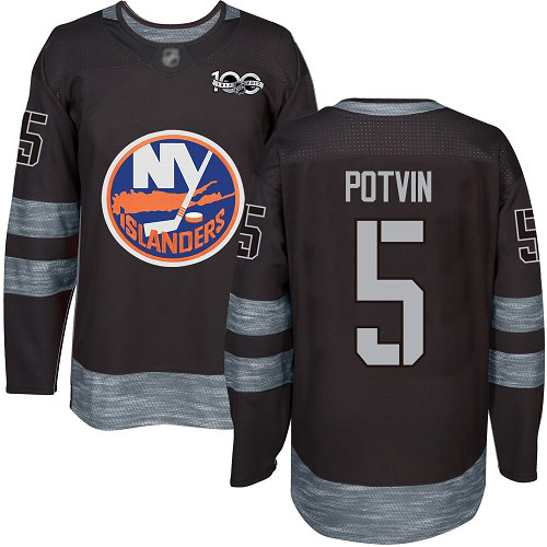 Adidas Men's Denis Potvin Authentic Black Jersey: NHL #5 New York Islanders 1917-2017 100th Anniversary