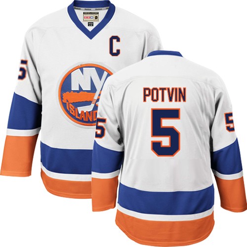 CCM Men's Denis Potvin Premier White Jersey: NHL #5 New York Islanders Throwback