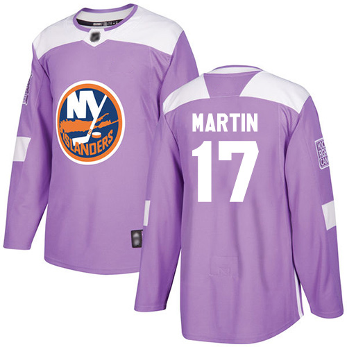 Adidas Youth Matt Martin Authentic Purple Jersey: NHL #17 New York Islanders Fights Cancer Practice