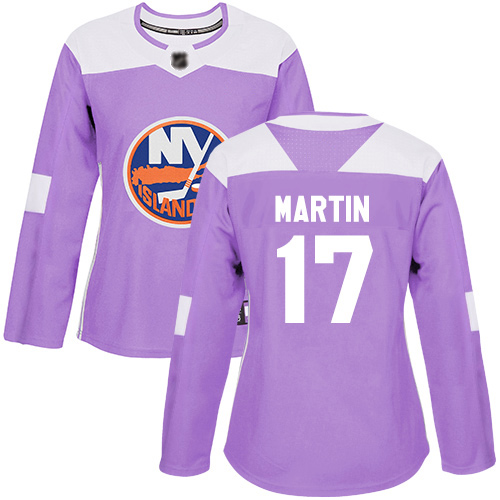 Adidas Women's Matt Martin Authentic Purple Jersey: NHL #17 New York Islanders Fights Cancer Practice