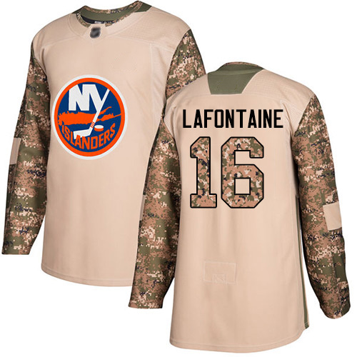 Youth Pat LaFontaine Authentic Camo Jersey: Hockey #16 New York Islanders Veterans Day Practice