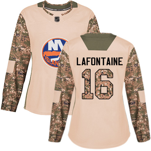Women's Pat LaFontaine Authentic Camo Jersey: Hockey #16 New York Islanders Veterans Day Practice