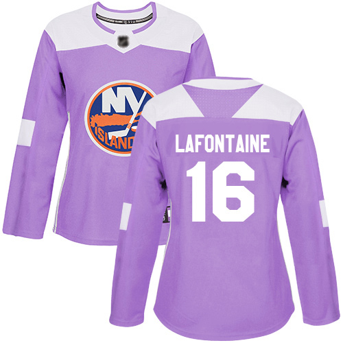 Women's Pat LaFontaine Authentic Purple Jersey: Hockey #16 New York Islanders Fights Cancer Practice