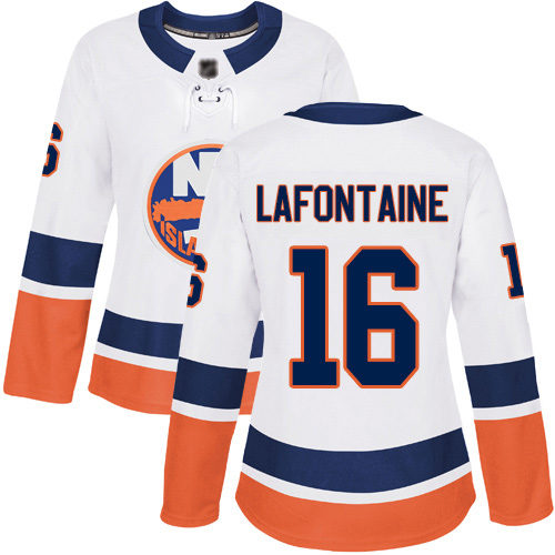 Women's Pat LaFontaine Authentic White Away Jersey: Hockey #16 New York Islanders