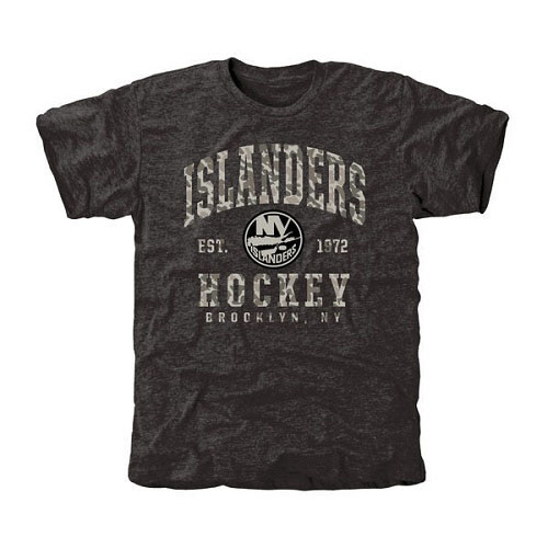 NHL Men's New York Islanders Black Camo Stack Tri-Blend T-Shirt