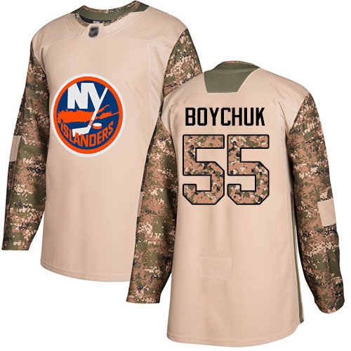 Adidas Youth Johnny Boychuk Authentic Camo Jersey: NHL #55 New York Islanders Veterans Day Practice