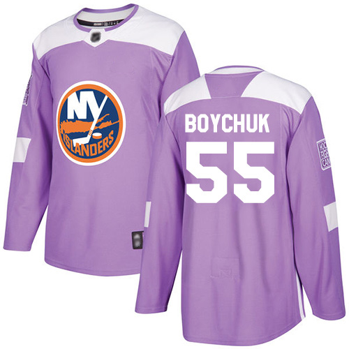 Adidas Men's Johnny Boychuk Authentic Purple Jersey: NHL #55 New York Islanders Fights Cancer Practice