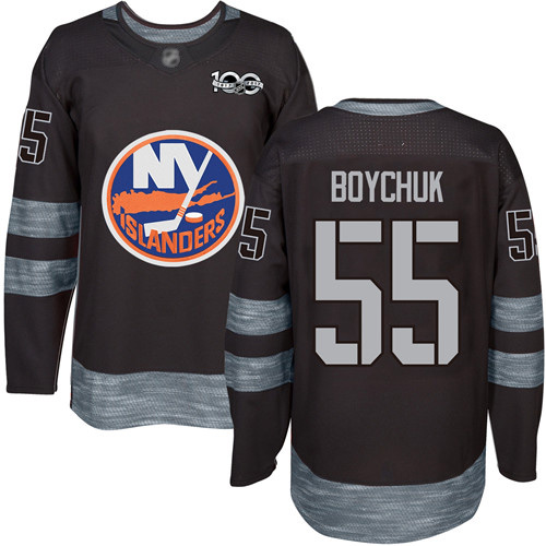 Adidas Men's Johnny Boychuk Authentic Black Jersey: NHL #55 New York Islanders 1917-2017 100th Anniversary