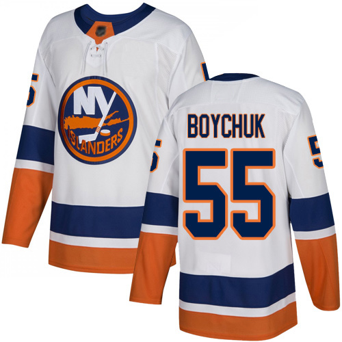 Reebok Youth Johnny Boychuk Authentic White Away Jersey: NHL #55 New York Islanders