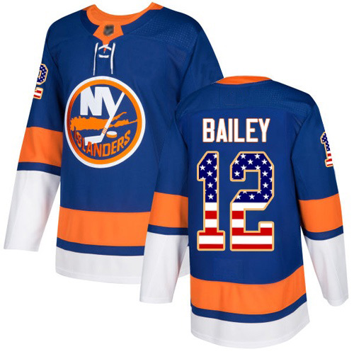 Men's Josh Bailey Authentic Royal Blue Jersey: Hockey #12 New York Islanders USA Flag Fashion